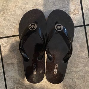 Black Michael Kors Flip Flops